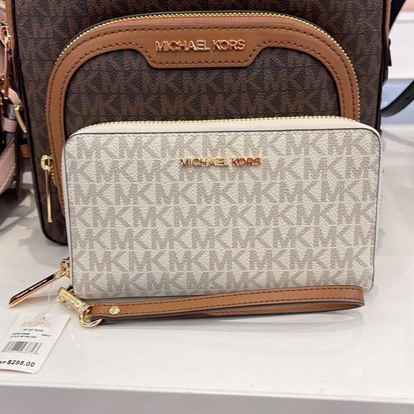 Michael Kors MK Signature Large Flat Multi-Function Phone Case Wallet Wristlet - Picture 3 of 16